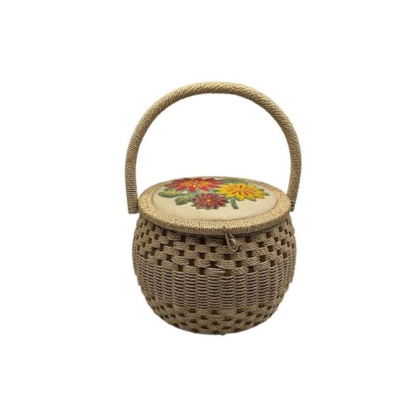 Pennys Other - Vintage Round Sewing Basket from Pennys Made in Japan